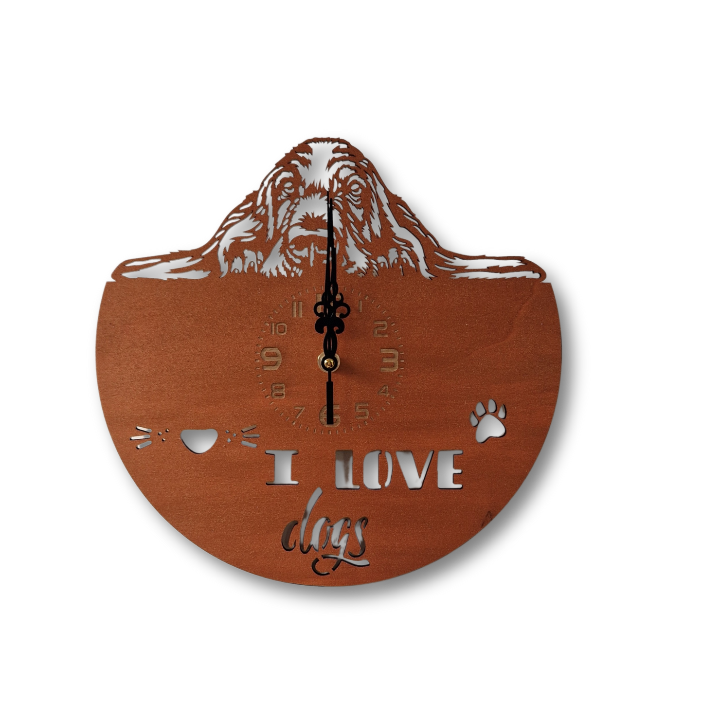 Wall Clock I Love Dogs, Gold