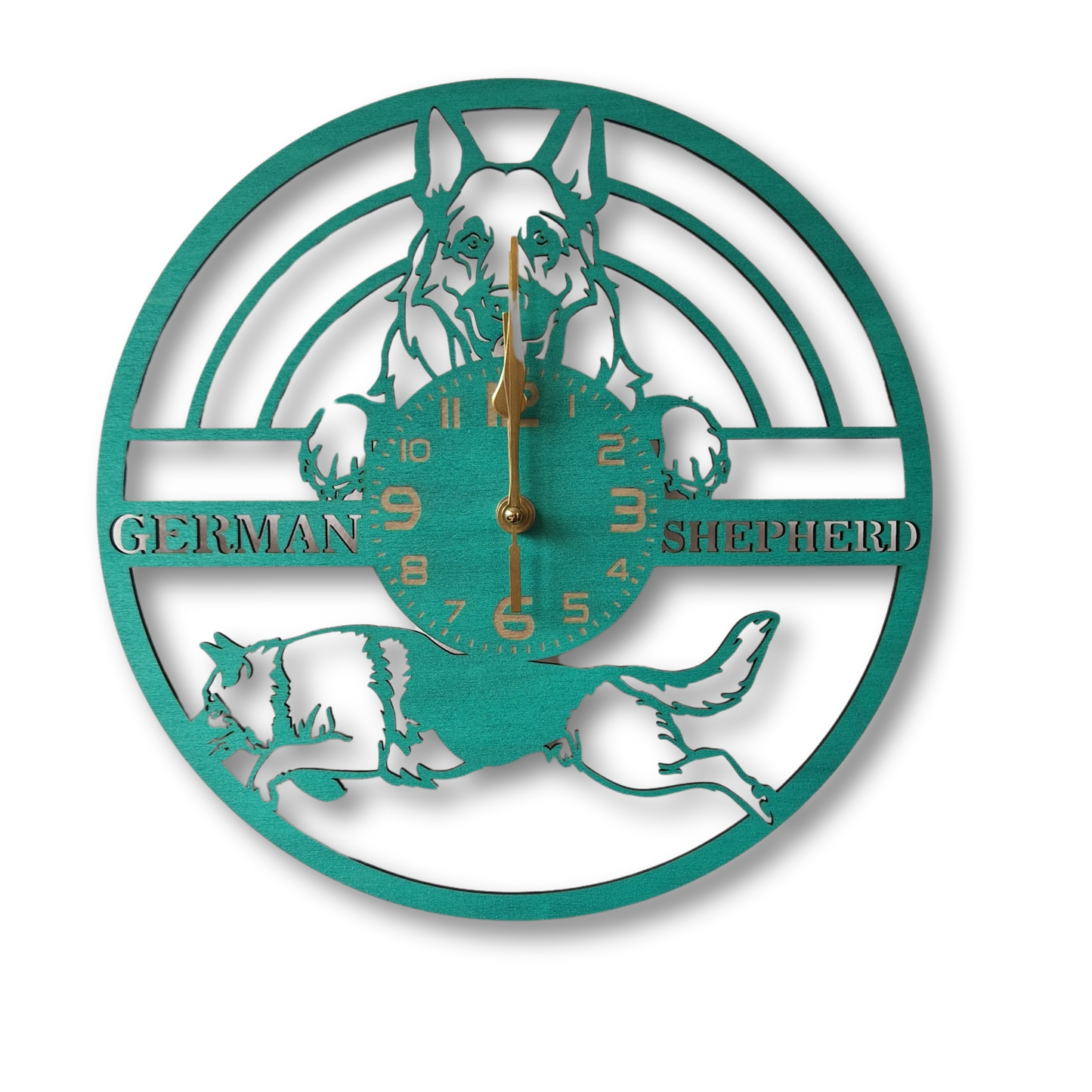 Wall Clock German Shepherds, Green