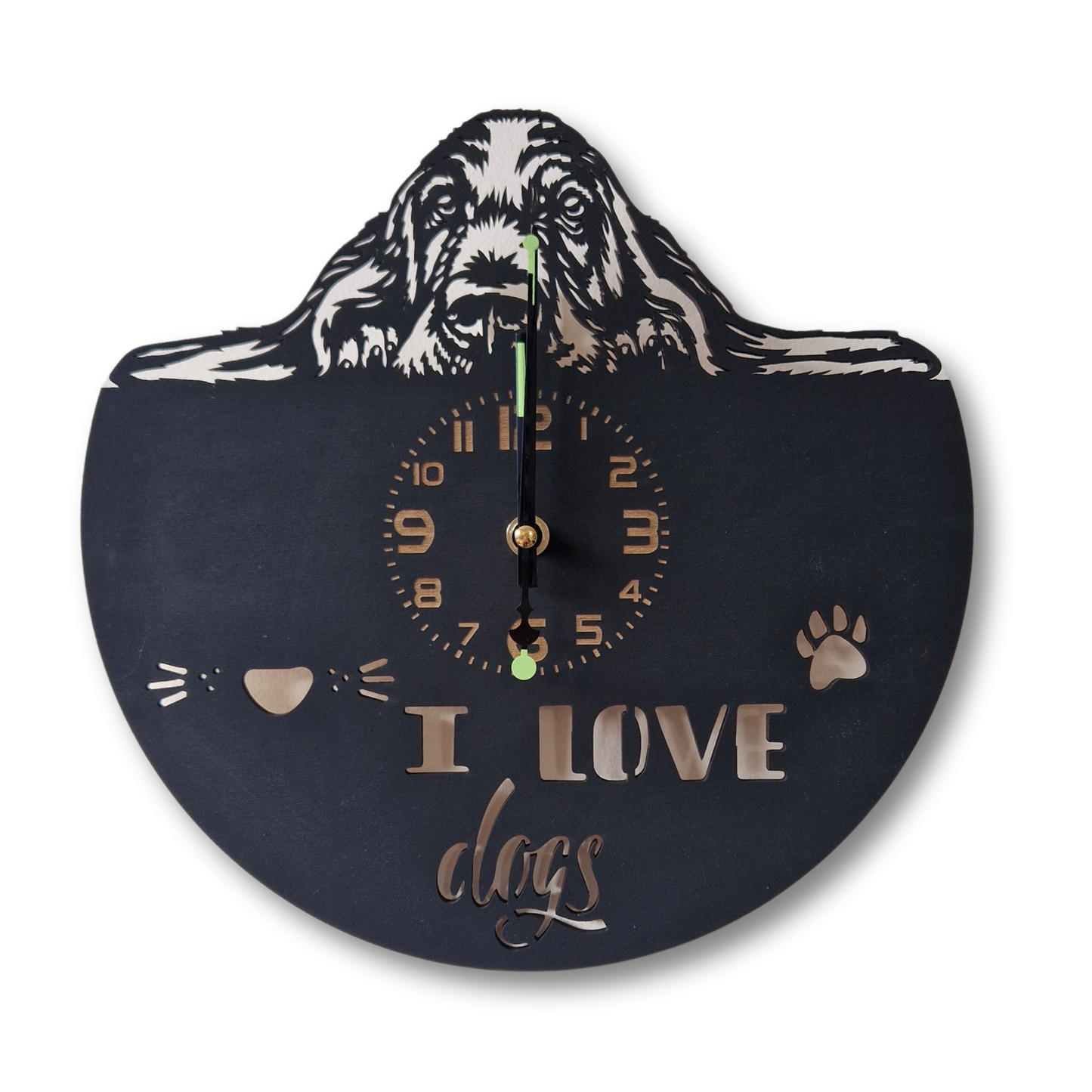 Wall Clock I Love Dogs, Black