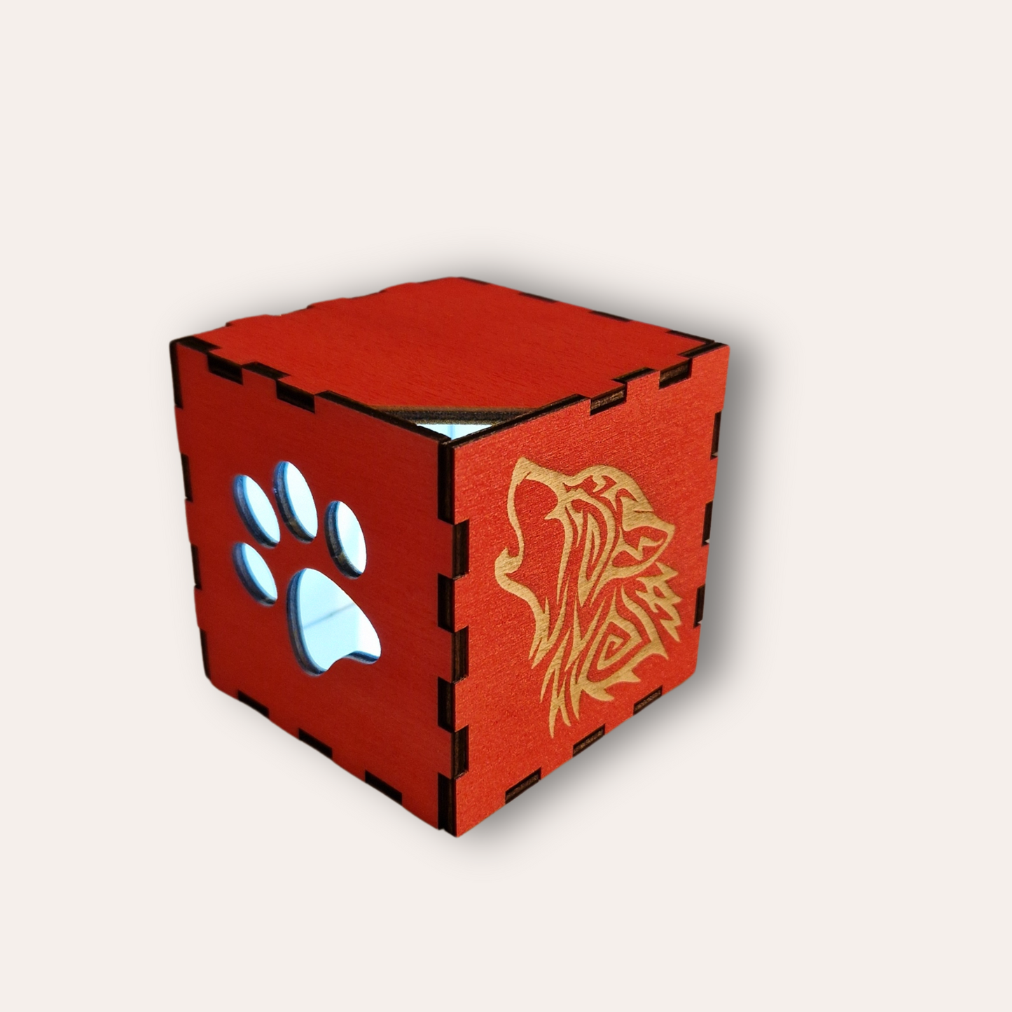 Wooden Light Box - Fire Red
