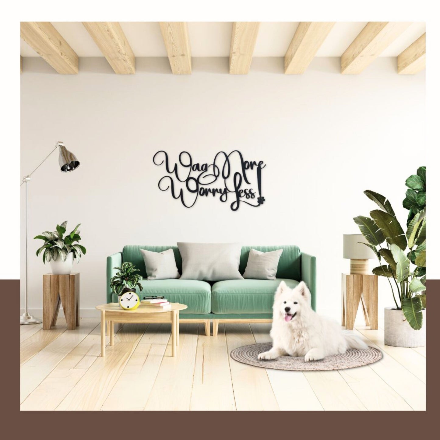 Dog Lover Gift – Wag More Worry Less Metal Wall Art (Custom Engraved)