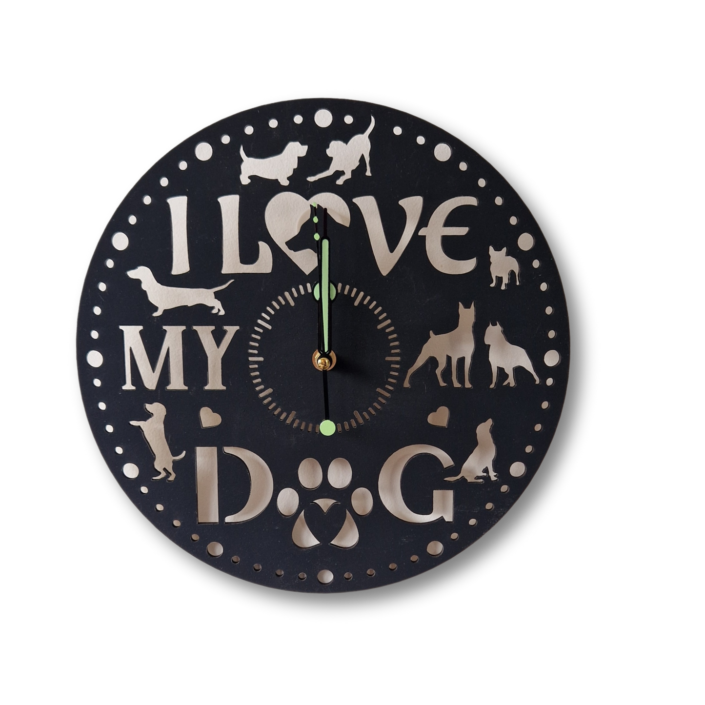 Wall Clock I Love My Dog Black