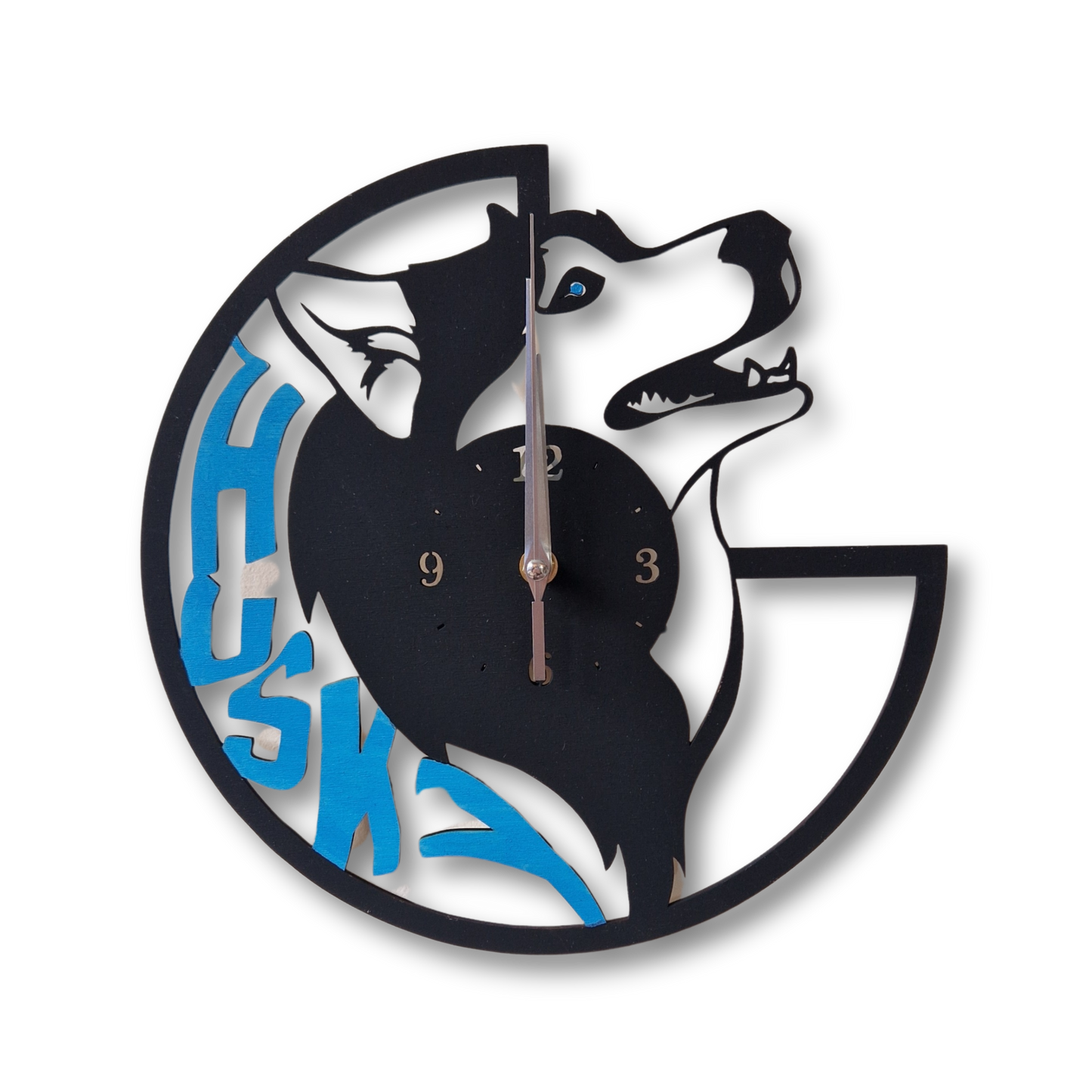 Wall Clock Husky, Black&Blue