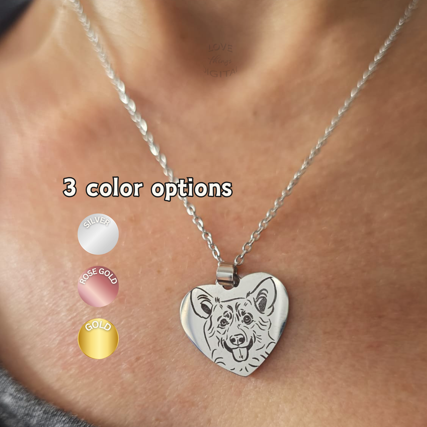 Custom Dog Portrait Necklace Engraved from Your Photo