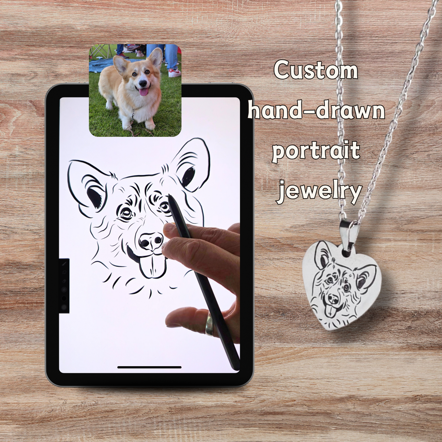 Custom Dog Portrait Necklace Engraved from Your Photo