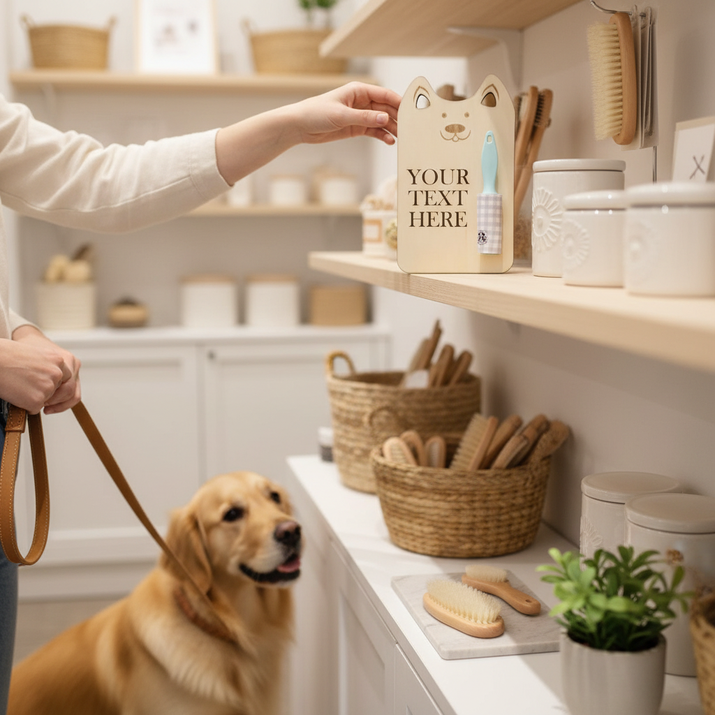 Adorable wooden board with lint roller. Fully customizable text. Perfect gift for pet lovers!