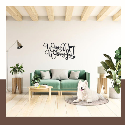 Dog Lover Gift – Wag More Worry Less Metal Wall Art (Custom Engraved)