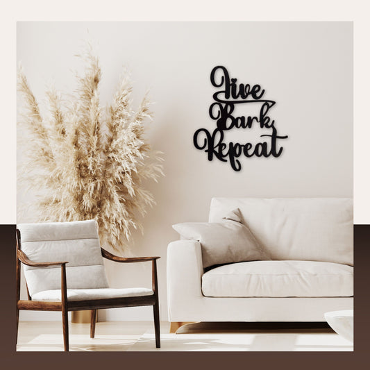 Dog Wall Art – Live, Bark, Repeat Metal Sign (Custom Engraving Available)